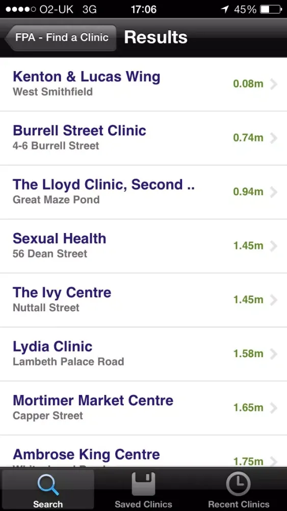 FPA - Find a Clinic Screenshots