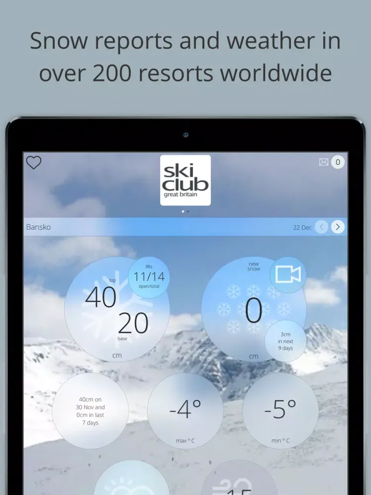 Ski Club Snow Reports iPad  Screenshots