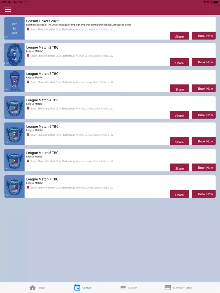 Screenshot di South Shields FC Ticket App iPad 
