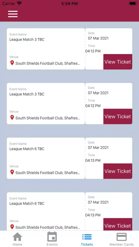 Screenshot di South Shields FC Ticket App
