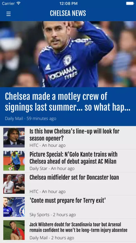 Capturas de tela do FN365 - Chelsea News Edition
