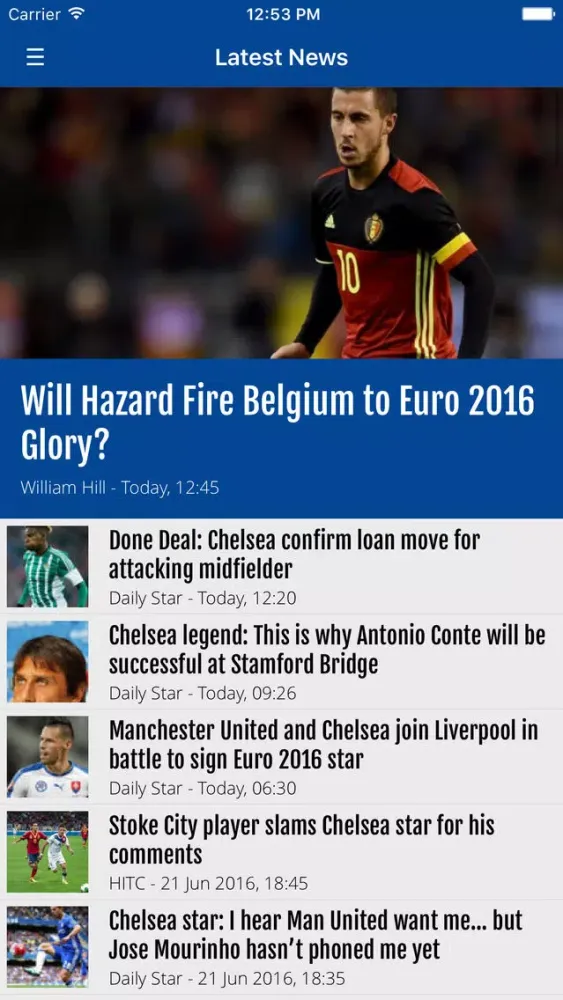 Capturas de tela do FN365 - Chelsea News Edition