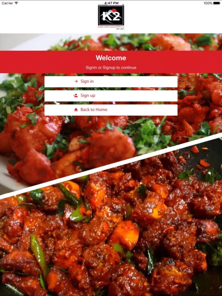 K2 Wimbledon Indian Takeaway iPad  Screenshots