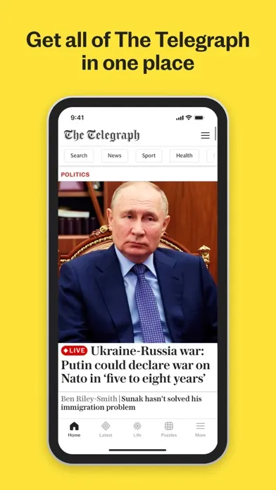 Capturas de pantalla de The Telegraph: UK & World News