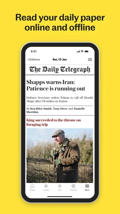 Capturas de pantalla de The Telegraph: UK & World News