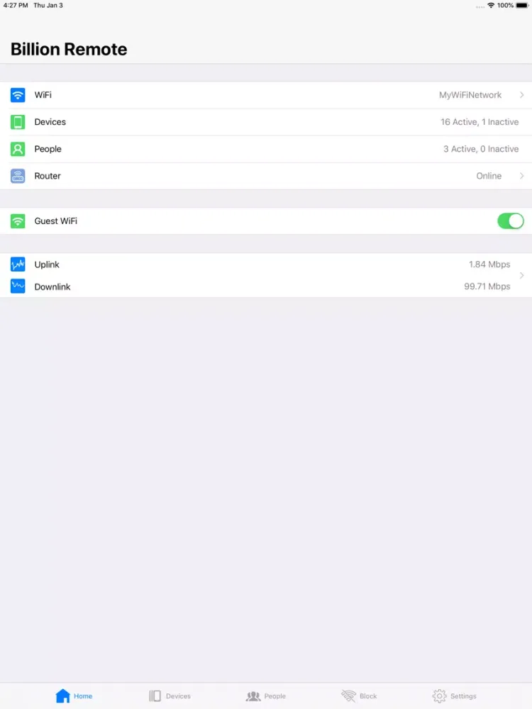 WiFi Billion Router App iPad  سکرین شاٹس
