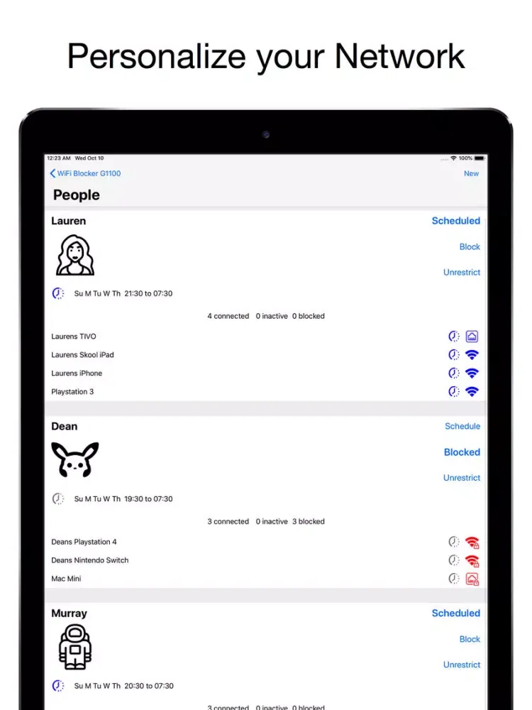 Parental Controls G1100 Router iPad  سکرین شاٹس