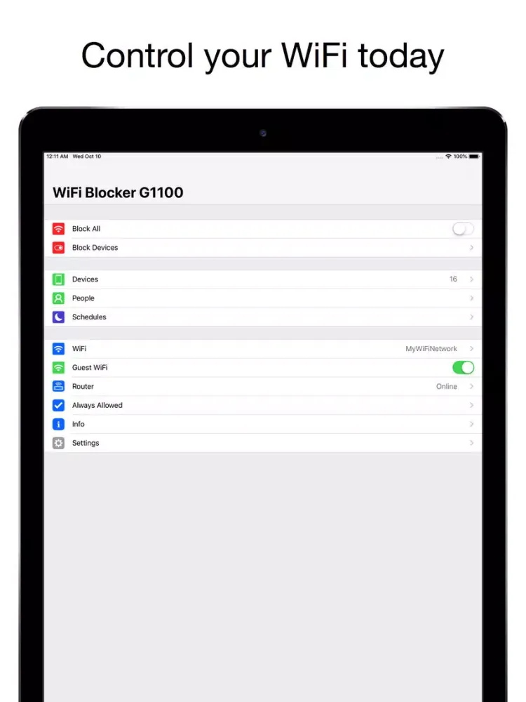 Parental Controls G1100 Router iPad  سکرین شاٹس