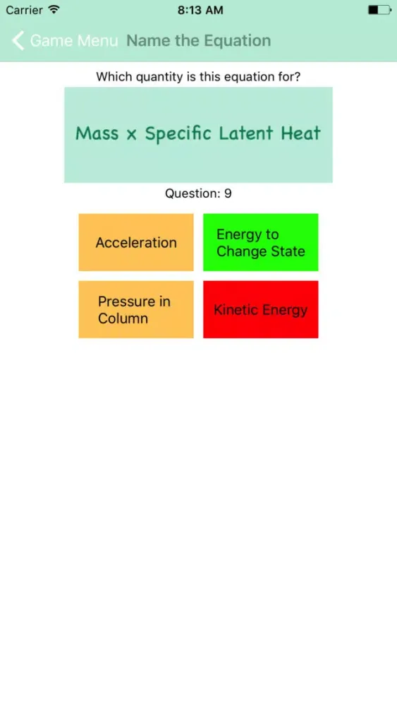 Capturas de tela do GCSE Physics Equations
