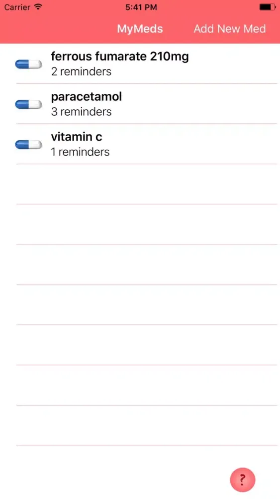 Capturas de tela do MyMeds Medication Reminder App