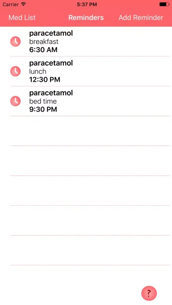 Capturas de tela do MyMeds Medication Reminder App