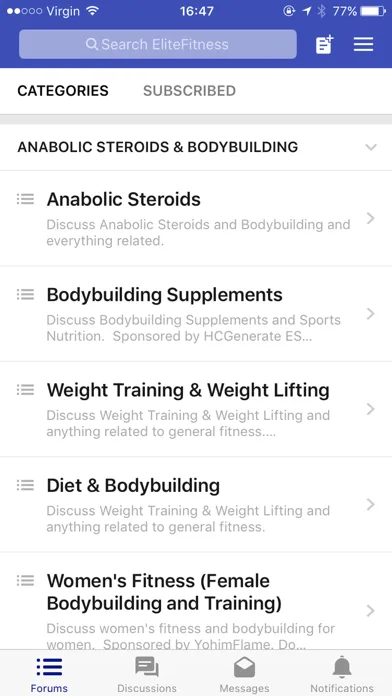 Tangkapan layar EliteFitness Forums