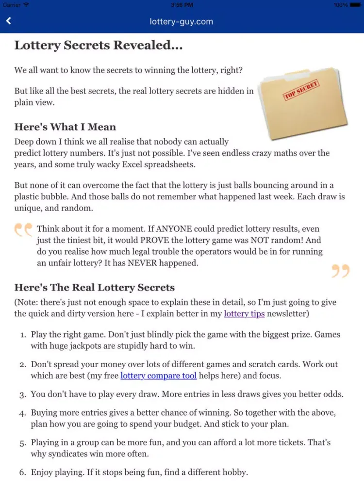 Capturas de tela do Lottery Guy iPad 