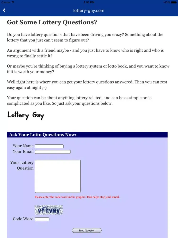 Capturas de tela do Lottery Guy iPad 