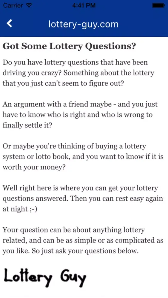 Capturas de tela do Lottery Guy