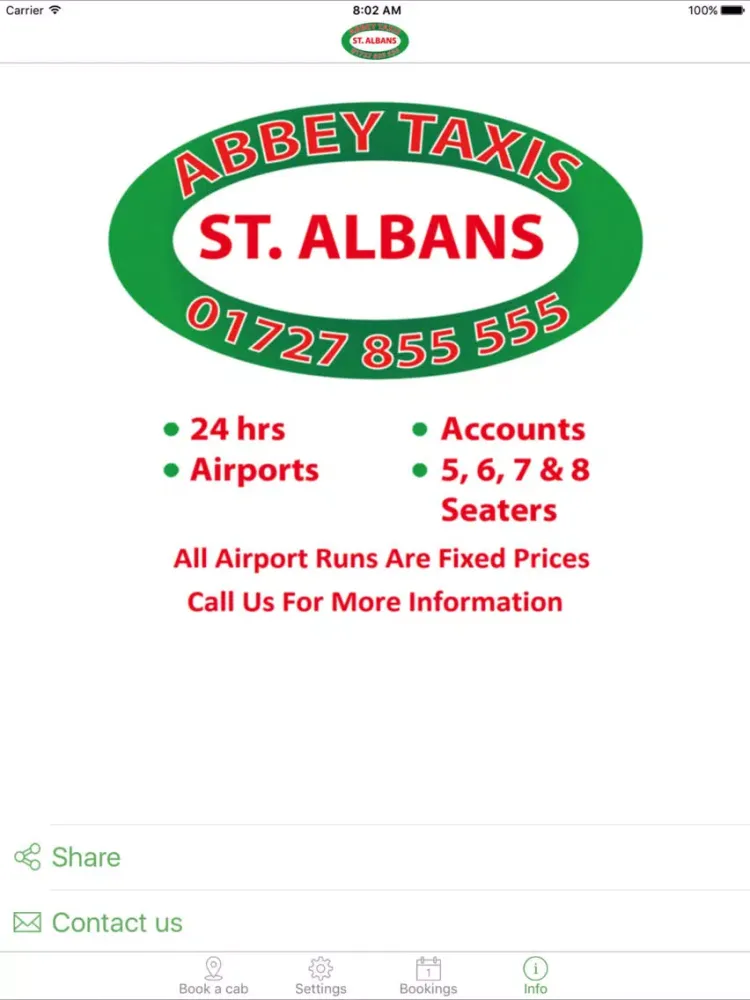 Abbey Taxis St Albans iPad 应用截图