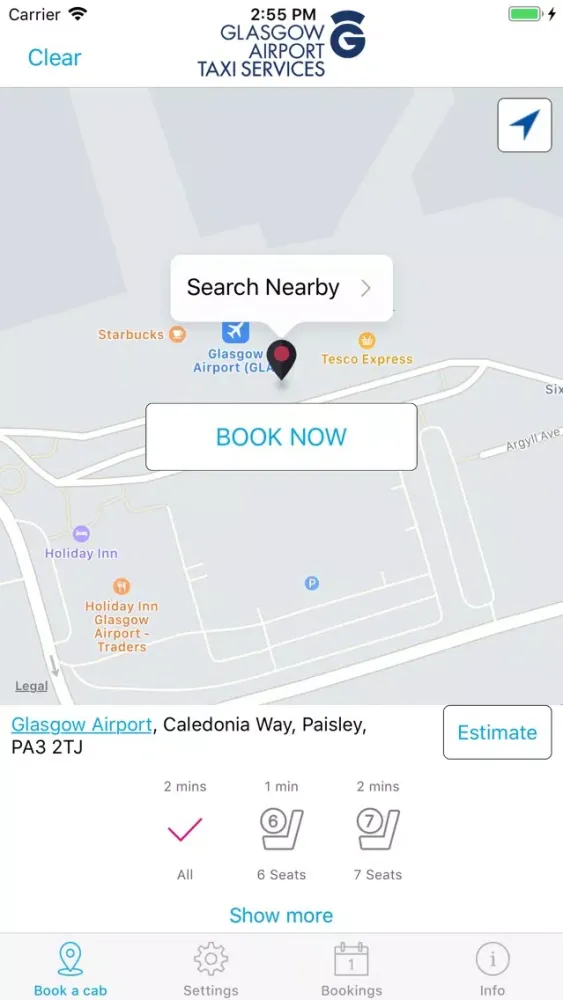 Tangkapan skrin Glasgow Airport Taxis