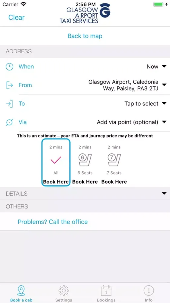 Tangkapan skrin Glasgow Airport Taxis