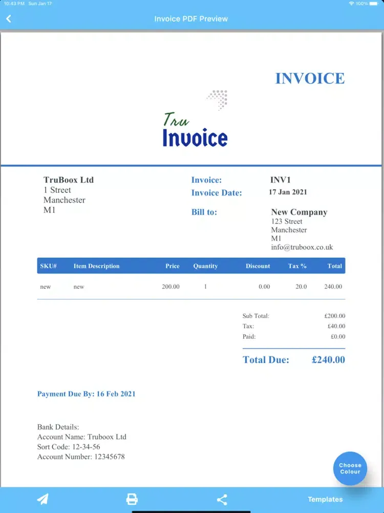 Capturas de pantalla de Tru Invoice iPad 