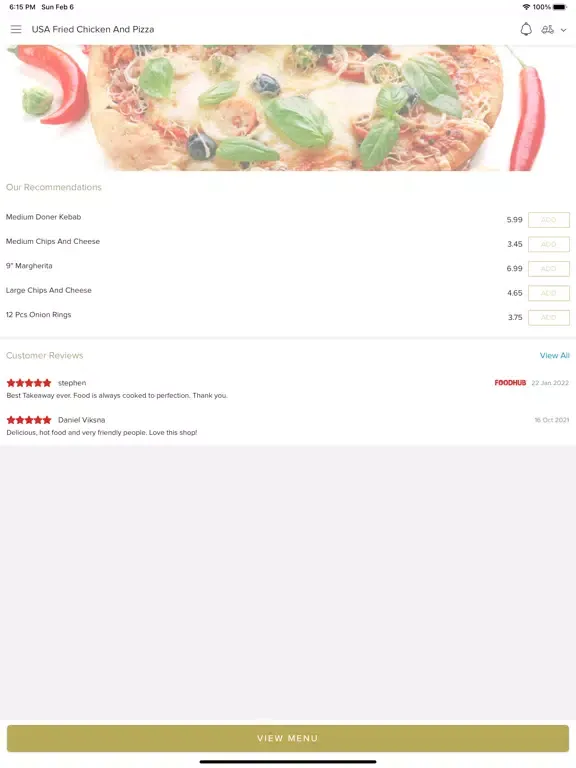 Capturas de pantalla de USA Fried Chicken And Pizza. iPad 