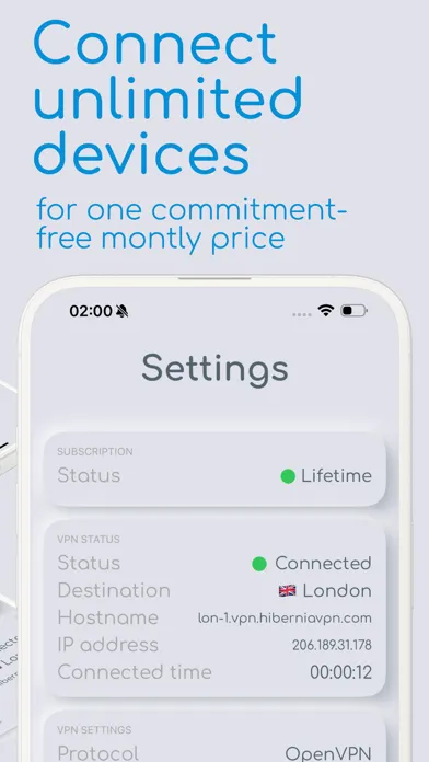 HiberniaVPN: Anonymous VPN Screenshots