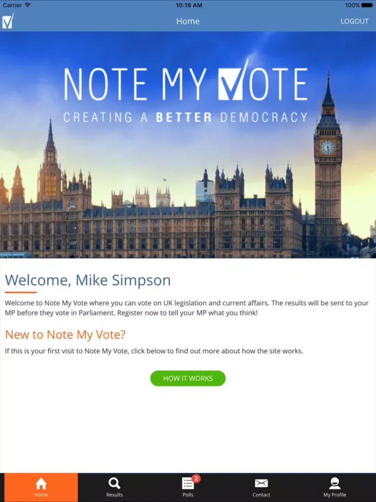 Note My Vote iPad  Screenshots
