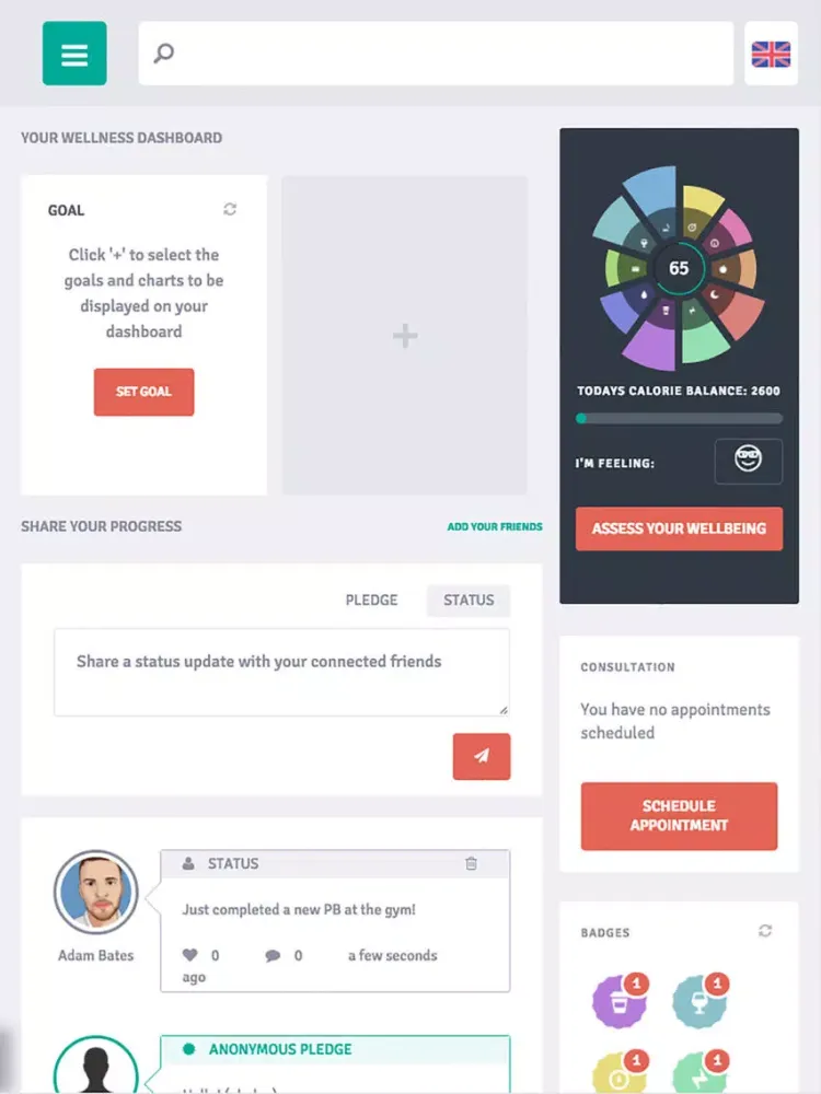 Ảnh chụp màn hình của WellbeingApp iPad 