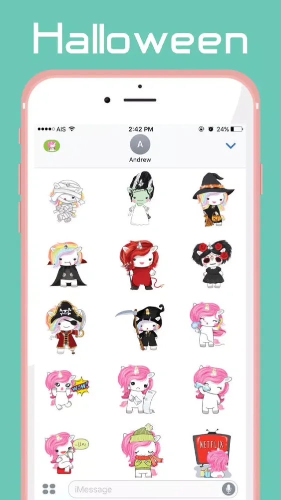 Скриншоты Unicorn Halloween Stickers