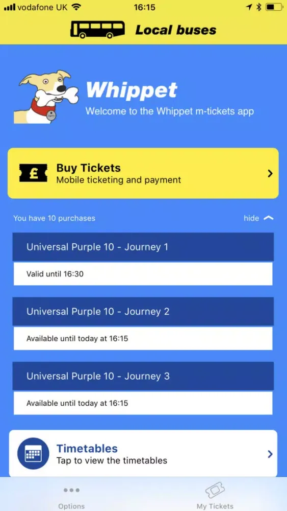 Ảnh chụp màn hình của Whippet Bus m-Ticket