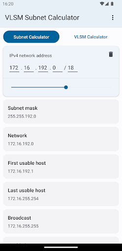 VLSM / CIDR Subnet Calculator скриншоты приложения1