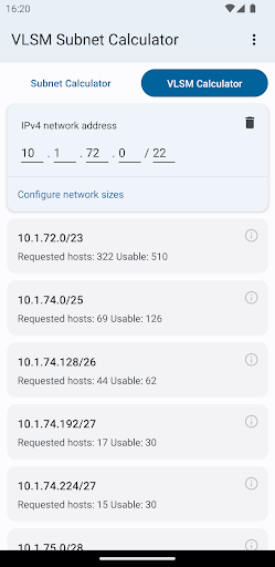 VLSM / CIDR Subnet Calculator скриншоты приложения2