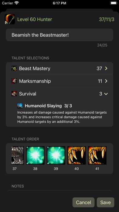 Ảnh chụp màn hình của Classic WoW Talent Calculator