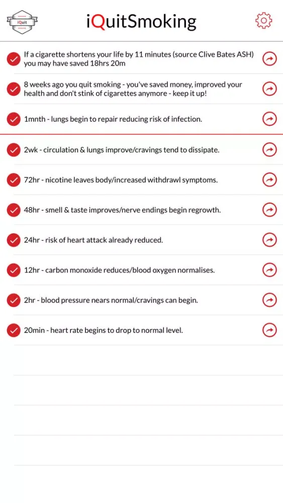 Ảnh chụp màn hình của Quit smoking: iQuitSmoking App