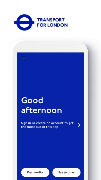 Capturas de tela do TfL Pay to Drive in London