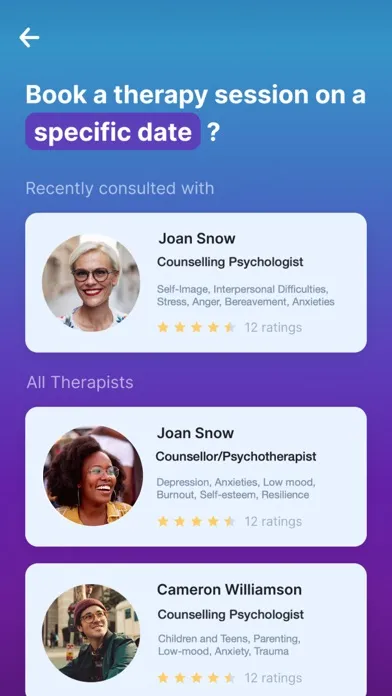 Capturas de tela do Marpe Wellbeing