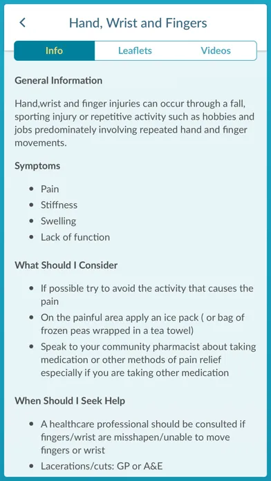 Screenshot di Musculoskeletal MSK Self-Care