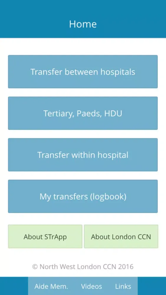 Captures d'écran de STrApp - Critical Care Network