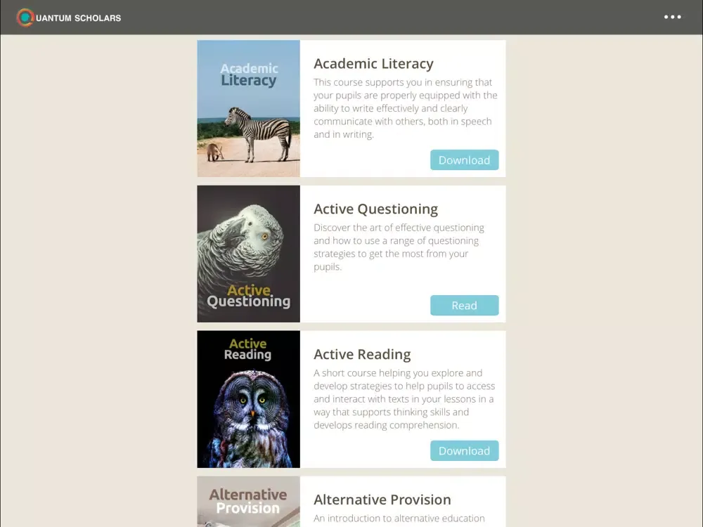 Tangkapan layar Quantum Scholars iPad 