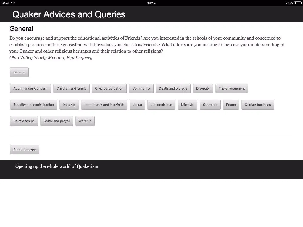 Quaker Advices and Queries iPad 应用截图
