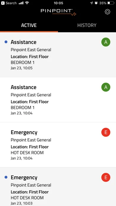 Pinpoint Mobile Alert Screenshots