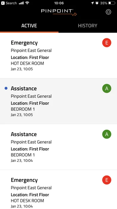 Pinpoint Mobile Alert Screenshots