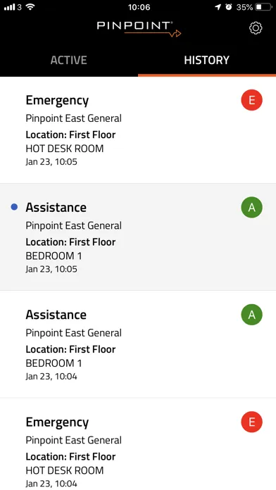 Pinpoint Mobile Alert Screenshots