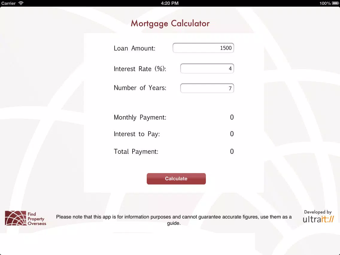 FPO Mortgage Calculator iPad  स्क्रीनशॉट