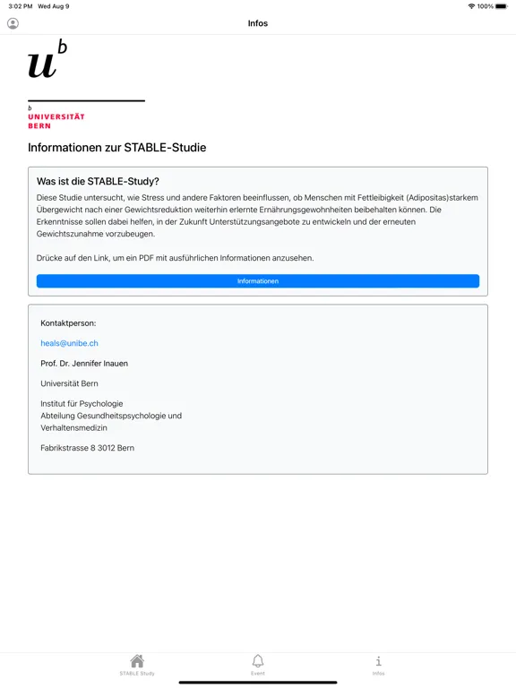SelfHelp UniBE iPad  Screenshots