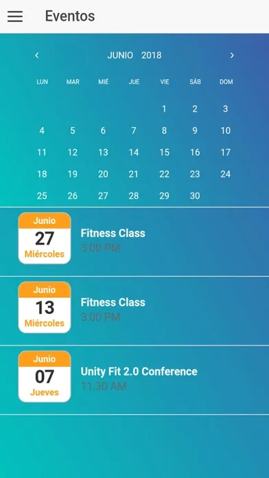 Capturas de tela do UnityFit VIVIR BIEN