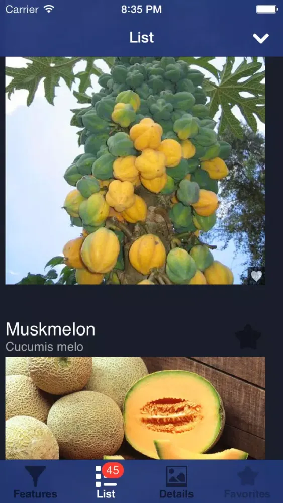Capturas de tela do Exotic Fruit Guide