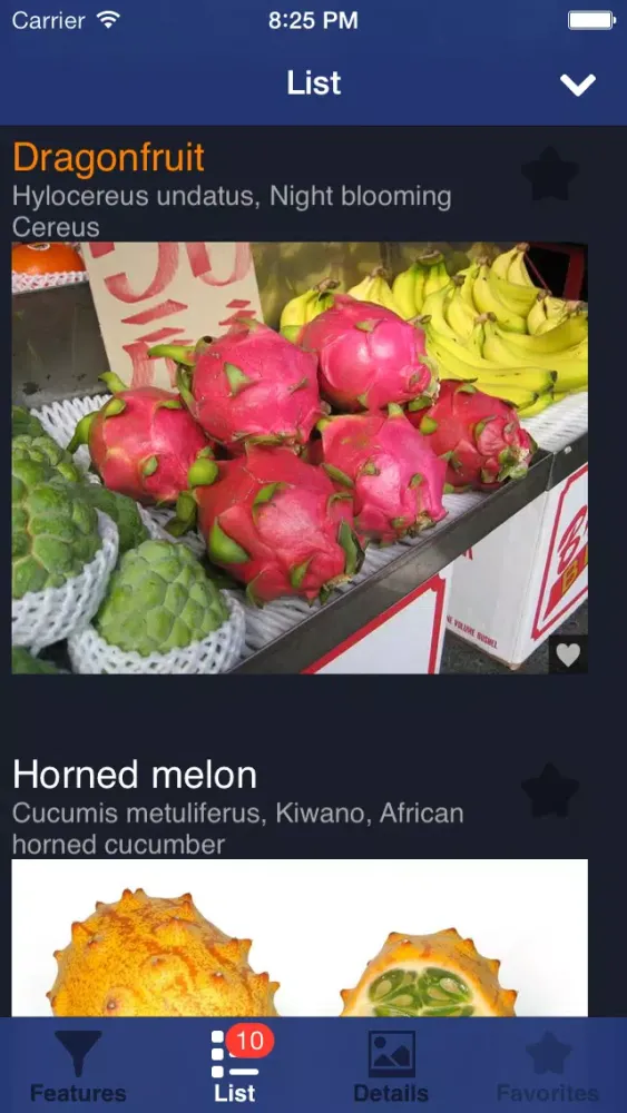 Capturas de tela do Exotic Fruit Guide