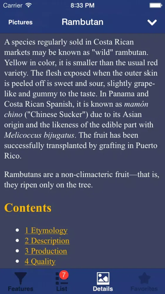 Capturas de tela do Exotic Fruit Guide