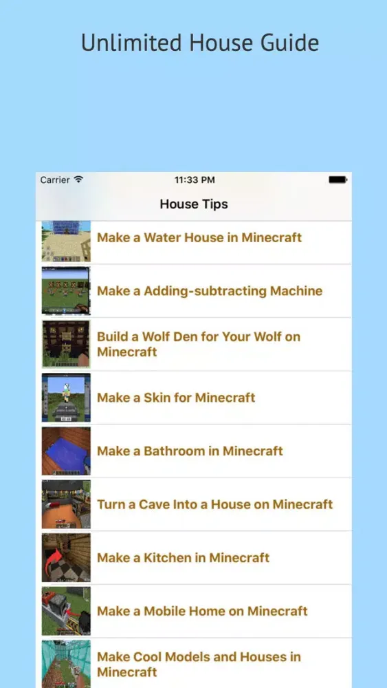 Tangkapan layar Unlimited House Guide for Minecraft