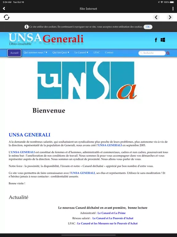Captures d'écran de UNSA RSG iPad 